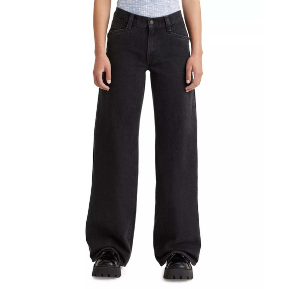 NWT Levis 94 Baggy Wide Leg Jeans Washed Black Denim Mid Rise Womens 27x31 - Picture 13 of 13